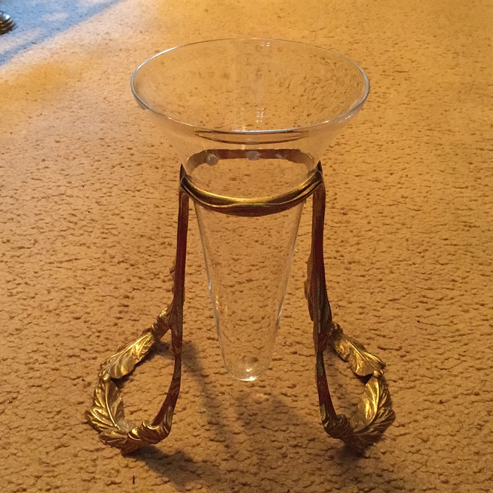 Vintage glass with Brass vase